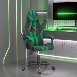 Imagine vidaXL Scaun de gaming pivotant, negru și verde, piele ecologică