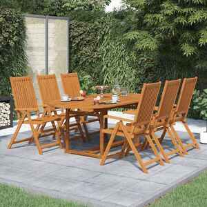 Imagine vidaXL Set mobilier de exterior, 7 piese, lemn masiv de acacia, 150-200 cm