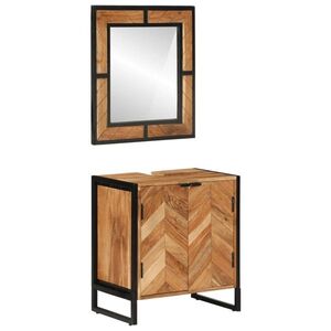 Imagine vidaXL Set mobilier de baie, 2 piese, fier și lemn masiv de acacia