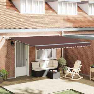 Imagine vidaXL Copertina retractabilă automat cu LED-uri, maro, 400x300 cm