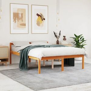 Imagine vidaXL Pat pentru seniori, maro ceruit, 140x200 cm, lemn masiv de pin