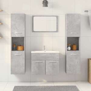 Imagine vidaXL Set mobilier de baie, 4 piese, gri beton, lemn compozit