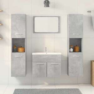 Imagine vidaXL Set mobilier de baie, 4 piese, gri beton, lemn compozit