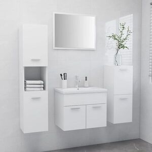 Imagine vidaXL Set mobilier de baie, alb, lemn prelucrat