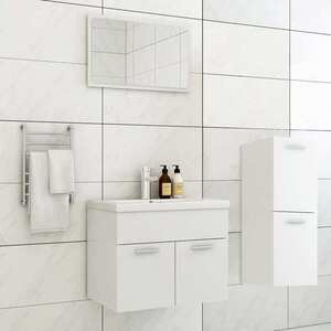 Imagine vidaXL Set mobilier de baie, alb, lemn prelucrat