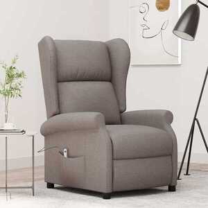 Imagine vidaXL Fotoliu rabatabil cu spătar aripi, gri taupe, textil