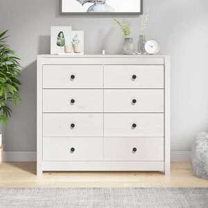 Imagine vidaXL Dulap lateral, alb, 100x40x90 cm, lemn masiv de pin