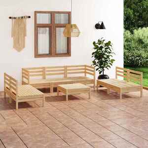 Imagine vidaXL Set mobilier de grădină, 8 piese, lemn masiv de pin