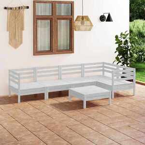 Imagine vidaXL Set mobilier de grădină, 6 piese, alb, lemn masiv de pin