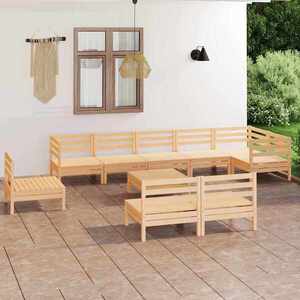 Imagine vidaXL Set mobilier de grădină, 10 piese, lemn masiv de pin