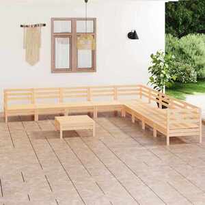 Imagine vidaXL Set mobilier de grădină, 10 piese, lemn masiv de pin