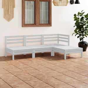 Imagine vidaXL Set mobilier de grădină, 4 piese, alb, lemn masiv de pin