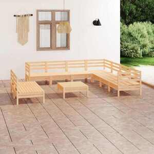 Imagine vidaXL Set mobilier de grădină, 10 piese, lemn masiv de pin