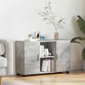 Imagine vidaXL Bufet FLORIN 88, 5 x 30, 5 x 55, 5 cm Gri din beton Lemn prelucrat
