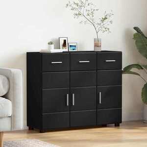 Imagine vidaXL Bufet FLORIN 88, 5 x 30, 5 x 73 cm Negru Lemn prelucrat