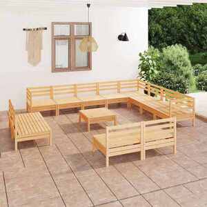 Imagine vidaXL Set mobilier de grădină, 13 piese, lemn masiv de pin
