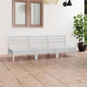 Imagine vidaXL Set mobilier de grădină, 3 piese, alb, lemn masiv de pin