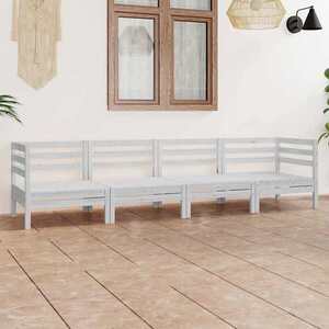 Imagine vidaXL Set mobilier de grădină, 4 piese, alb, lemn masiv de pin