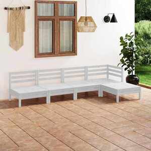 Imagine vidaXL Set mobilier de grădină, 5 piese, alb, lemn masiv de pin