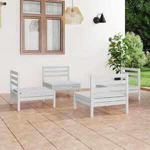 Imagine vidaXL Set mobilier de grădină, 4 piese, alb, lemn masiv de pin