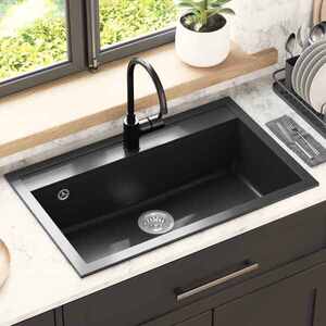 Imagine vidaXL Chiuvetă Granit 795 x 505 mm Negru