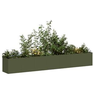 Imagine vidaXL Jardinieră verde măsline 280x40x40 cm oțel laminat la rece