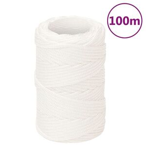 Imagine vidaXL Frânghie de barcă, alb complet, 2 mm, 100 m, polipropilenă