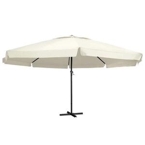 Imagine vidaXL Umbrelă de soare de grădină, stâlp aluminiu alb nisipiu 600 cm