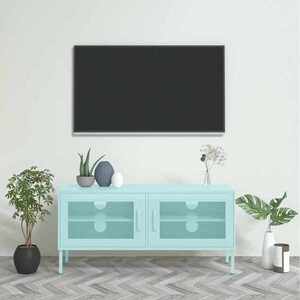 Imagine vidaXL Comodă TV, verde mentă, 105x35x50 cm, oțel
