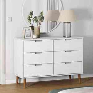 Imagine vidaXL Dulap TV „MOLDE” alb, 113x40x80 cm, din lemn masiv de pin