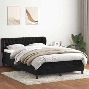 Imagine vidaXL Pat box spring cu saltea, negru, 160x210 cm, catifea