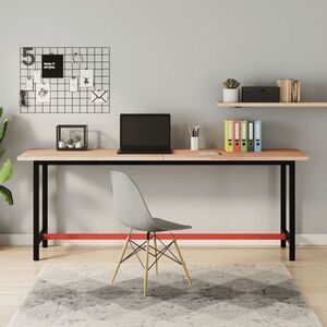 Imagine vidaXL Banc de lucru 200x55x81, 5 cm, lemn masiv de fag și metal