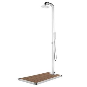 Imagine vidaXL Duș de grădină cu bază maro, 230 cm, oțel inoxidabil