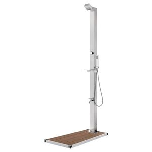 Imagine vidaXL Duș de grădină cu bază maro, 225 cm, oțel inoxidabil