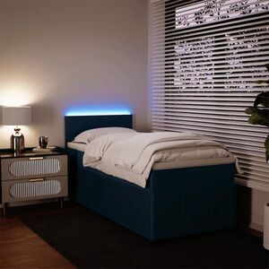 Imagine vidaXL Pat continental cu saltea, albastru, 80x200 cm, catifea