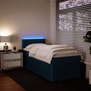 Imagine vidaXL Pat continental cu saltea, albastru, 80x200 cm, catifea