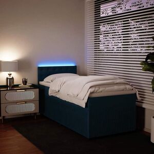 Imagine vidaXL Pat continental cu saltea, albastru, 80x200 cm, catifea
