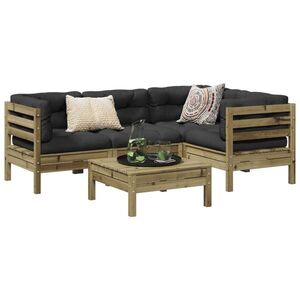 Imagine vidaXL Set mobilier de grădină cu perne, 5 piese, lemn de pin tratat