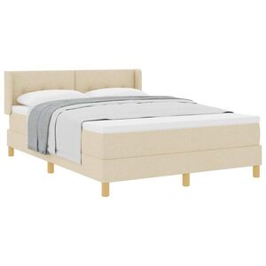 Imagine vidaXL Pat cu arcuri cu headboard Manual Crem 200 x 160 cm țesătură
