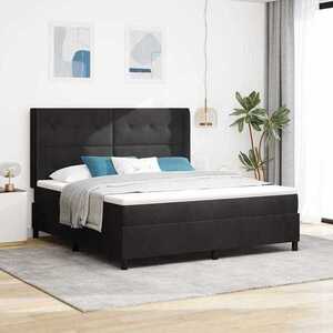 Imagine vidaXL Pat cu arcuri cu headboard Negru 180 x 200 cm Catifea