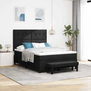 Imagine vidaXL Pat cu arcuri cu headboard Negru 140 x 200 cm țesătură