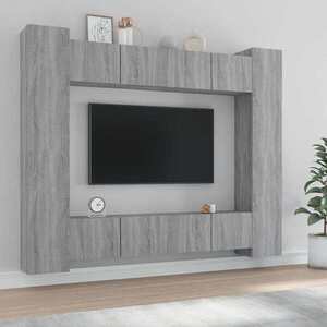Imagine vidaXL Set dulap TV, 8 piese, gri sonoma, lemn prelucrat