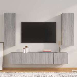 Imagine vidaXL Set dulapuri TV, 4 piese, gri sonoma, lemn prelucrat