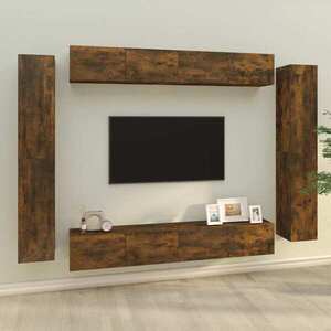Imagine vidaXL Set dulap TV, 8 piese, stejar fumuriu, lemn prelucrat