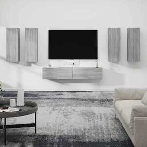Imagine vidaXL Set dulapuri TV, 6 piese, gri sonoma, lemn prelucrat