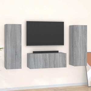 Imagine vidaXL Set dulap TV, 3 piese, gri sonoma, lemn prelucrat