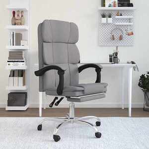 Imagine vidaXL Fotoliu de birou rabatabil, gri deschis, textil