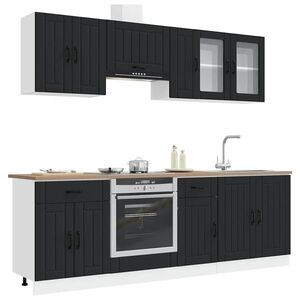 Imagine vidaXL Set dulap de bucătărie 8 piese „Kalmar” lemn negru prelucrat