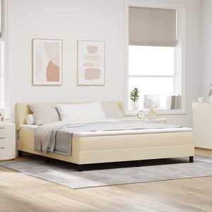 Imagine vidaXL Pat cu arcuri cu headboard Manual Crem 200 x 180 cm țesătură