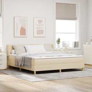 Imagine vidaXL Pat cu arcuri cu headboard Manual Crem 200 x 180 cm țesătură